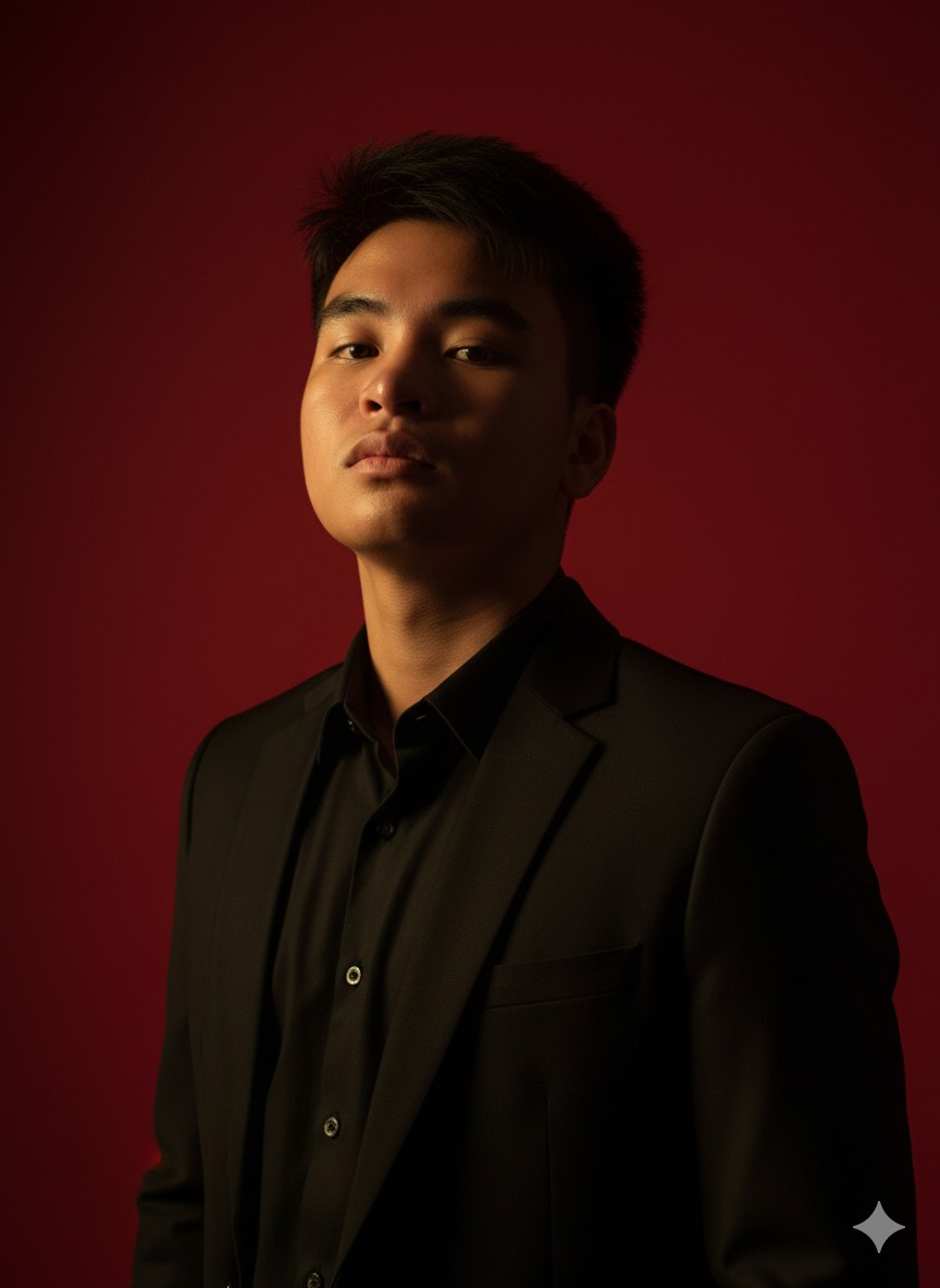 Portrait of Phạm Đình Thái, a young Vietnamese man with short black hair, wearing a white shirt and smiling gently, studio photo with soft lighting